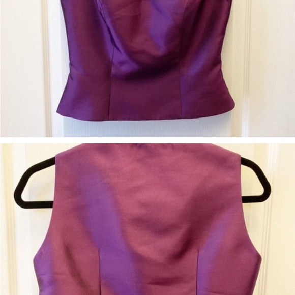 Sunny Choi Purple Silk 2 Piece Blazer and Matching Tank Set, Size 2 - Picture 4 of 7